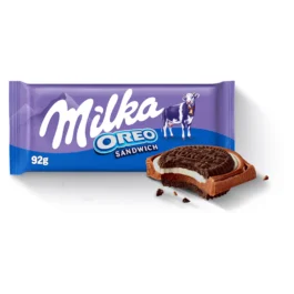 Czekolada mleczna z ciastkami kakaowymi i nadzieniem mlecznym 92g Milka