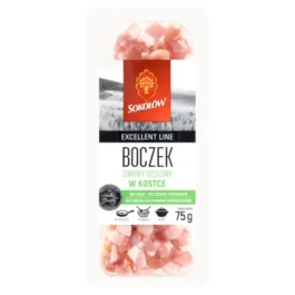 Boczek surowy wędzony w kostce 75g Sokołów