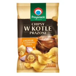 Chipsy w kotle prażone cheddar z czerwoną cebulą 125g Przysnacki