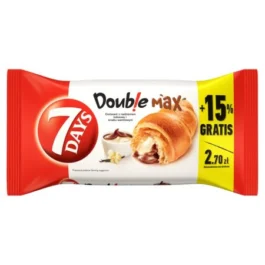 7days Doub!e Max Croissant z nadzieniem o smaku kakaowym i waniliowym 110 g