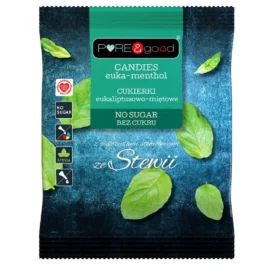 Cukierki eukaliptusowo – miętowe ze stewią bez cukru 50 g Pure&Good