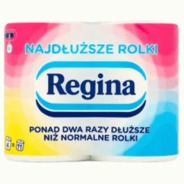 Papier toaletowy Najdłuższe Rolki 2 warstwy 4 sztuki Regina