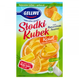 Kisiel Słodki Kubek z kawałkami owoców smak pomarańcza ananas 28g Gellwe