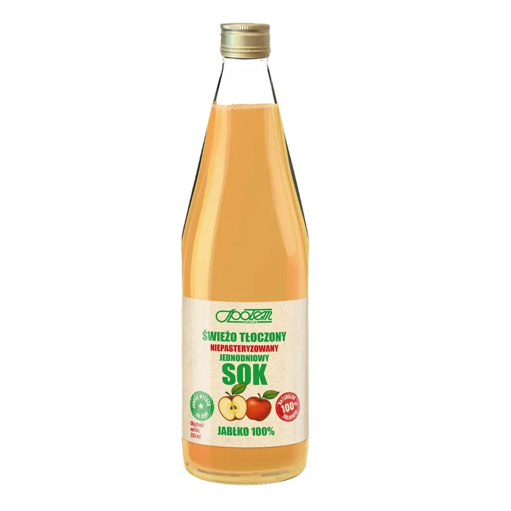 Sok świeżo tłoczony, niepasteryzowany, jednodniowy jabłko 100%  330ml Społem PSS