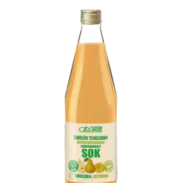 Sok świeżo tłoczony, niepasteryzowany, jednodniowy gruszka-cytryna 330ml Społem PSS